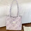 510102 Bolsa acolchoada de algodão com estampa de desenho animado, bolsa de ombro feminina, bolsa tote de grande capacidade