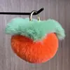 Colgante Llavero de Piel Sintética de Conejo Rex con Diseño de Caqui para Coches, Regalos de Cumpleaños y Accesorios de Bolsos