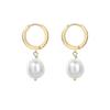 Brincos Europeus e Americanos de Prata Esterlina S925 com Pérolas Barrocas Galvanizados a Ouro Real Inseridos Brincos Assimétricos de Pérolas de Água Doce