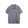 Yidao Vintage 2026 Verano Nuevo Japonés Retro Simple Color Sólido Gama Alta Casual Tejido de Punto Cuello Camisero Manga Corta