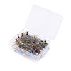 Caja de agujas para colocar cuentas de vidrio, 50, 100 y 32 mm, con posicionamiento de color, para manualidades, con aguja para perla negra y alfiler blanco.