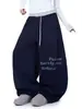 Primavera y Otoño Letra Americana Perforación Caliente Bloque de Color Pantalones Deportivos Casuales de Pierna Ancha Sueltos para Mujer Danza de Jazz de Moda