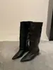 ¡Versión de piel de oveja! Botas altas de tacón de cuña vintage para personas menudas, botas altas que aumentan la altura, botas de caballero Maillard, botas western de punta