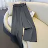 Calça larga de verão estilo coreano 2026 novo modelo, calça casual branca de cintura alta que afina, com design de botões e bainhas dobradas