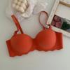 Roupa íntima japonesa simples para meninas, sutiã push-up grosso, cor de doce, com peito pequeno, sem anel de aço e sem rastros, para estudantes do ensino médio