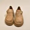 Novos Mocassins Retrô 2026 Outono Preguiçoso Sapatos Casuais Femininos Sola Grossa Aumento de Altura Feios Fofos Pessoas Baixas Mocassins Slip-on