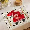 Amazon Día de San Valentín Mantel Rojo Atmósfera de Amor Diseño Mantel Occidental Lino Resistente a la Suciedad Vajilla Cojín Aislante Térmico Venta al por Mayor