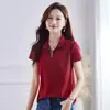 Camiseta de Manga Curta Feminina Verão Gola Alta Nova Blusa Casual Curta Moda Preto Verde Rosa Vinho Tinto