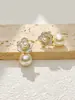 Brincos de Flor de Pérola de Alta Qualidade, Brincos Pintados a Óleo, Brincos Estilo Luxo Leve, Acessórios de Trabalho para Mulheres