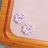 Botões de Trevo de Quatro Folhas Listrados de Desenho Animado em Acrílico para Roupas Infantis DIY Pingentes para Corrente de Celular Acessórios de Flores para Sapatos