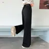 Pantalones vaqueros negros para niña, nueva colección otoño 2026, pantalones de pierna ancha de cintura alta para niños mayores, pantalones largos casuales de pierna recta para niños