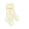 Calcetines de Algodón para Bebé de Longitud Media para Primavera y Otoño, Calcetines Sueltos de Color Sólido con Moño para Bebés de 0 a 1 Año, Calcetines de Longitud Media Estilo Princesa Coreana