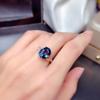 Set de Anillo y Colgante Imitación Topacio Azul Londres Natural Estilo Lujo Ligero Europeo y Americano para Mujer Suministro en Vivo Transfronterizo