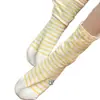 Calcetines posparto con rayas de colores, calcetines holgados cálidos, calcetines para aire acondicionado, algodón, absorbentes de sudor, transpirables, amigables con la piel, cómodos calcetines de media pantorrilla