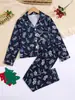 Roupa de casa personalizada de Natal para mulheres, conjunto de pijama de seda de leite, moda casual estampada europeia e americana transfronteiriça, calça de manga comprida