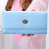 Cartera Yamanshi para mujer, larga, triple, estilo coreano, con hebilla y corona de diamantes.