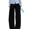 Jeans preto retro de perna larga para mulheres, novo estilo primavera e outono de 2026, casual de corte solto, calça reta slim estilo americano
