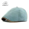 Estilo Nuevo de Primavera Gorra de Mezclilla Lavada Boina para Hombre Gorra de Béisbol Retro Británica de Seis Paneles Gorra Frontal Casual de Moda para Mujer