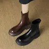 ¡Súper Suave y Súper Ceñido a las Piernas! Nuevas Botas Cortas Retro con Suela Gruesa y Punta Redonda Estilo Británico Elegante para Otoño e Invierno Botas Martin