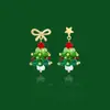 Pendientes de Árbol de Navidad Estrella de Lazo Regalo de Navidad Pendientes de Temperamento Girly Festivos Pendientes