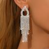 Gota D'água Full Diamond Longo com Franjas Moda Europeia e Americana Exagerados Brincos de Luxo Femininos Versáteis Brincos de Jantar Brincos