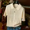 Loja Principal/Pousada Shanghai Dan Nong Suéter de Tricô Canelado com Gola Polo Crochê Vazado Inerentemente Sexy