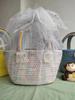 Bolsa Arcoíris Grande Tejida con Cuerda de Algodón Bolso Tejido de Mano Versátil para el Día a Día Bolsa de Dibujos Animados Bolsa de Cuerda de Algodón Cesta de Regalo