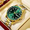 Binbang Reloj de Hombre Calendario Dual Fantasma Verde Acero Inoxidable Marca Genuina Banda de Acero Negocio Resistente al Agua Cuarzo Reloj de Hombre Diez Mejores