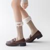 Calcetines de felpa engrosados para niños, otoño e invierno, con lazo, estilo lolita, calcetines de tubo, para niña linda, lana blanca, algodón cálido