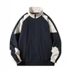 Chaqueta de otoño retro estilo Hong Kong con retazos y bloques de color para hombre, marca de moda de alta calle, corte holgado, estilo universitario, abrigo casual versátil