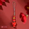 Bolsa de la Suerte Gatito de Cinabrio Rojo Imperial de Alto Contenido al por Mayor Cadena para Teléfono Colgante del Año del Zodiaco Estilo Chino de Dibujos Animados