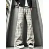 Pantalones deportivos a cuadros retro americanos transfronterizos para hombre, de verano, corte recto limpio, bloques de color, transpirables, frescos, casuales