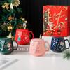 Taza de Cerámica Navideña con Tapa, Taza de Agua, Taza de Café, Taza de Cerámica Diamante con Tapa, Regalo de Empresa, Lujo Ligero