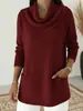 2026 Comercio Exterior Transfronterizo Sitio Independiente de Ropa para Mujer Amazon Otoño e Invierno Nuevo Suéter de Color Sólido con Bolsillo y Manga Larga