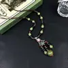 Collar de Cerámica Estilo Étnico Retro para Mujer, Cadena Sencilla para Clavícula, Colgante Rojo Versátil, Joyería de Collar Largo para Clavícula
