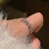 Anel Cubo de Açúcar Rosa ~ Zircônia Incrustada com Diamantes, Anel de Dedo Indicador Aberto de Luxo High-End com Diamante em Formato de Coração, Anel Empilhável para Mulheres