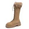 Botas largas transfronterizas 2026 Otoño/Invierno botas de algodón Botas Martin mujer punta redonda nuevo estilo para mujer hasta la rodilla con comercio exterior Europeo y Americano