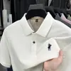 Camisa Polo de Manga Corta para Hombre con Seda de Morera, Nuevo Estilo Verano 2026, Camiseta de Negocios con Cuello de Solapa, Top Casual de Alta Gama Bordado
