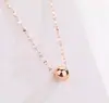 Collar para mujer de acero de titanio chapado en oro rosa con cuentas redondas perforadas estilo coreano accesorios populares al por mayor