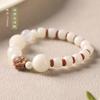 Pulseira Original de Contas Bodhi Antigas Envelhecidas Tipo Antigo Conta de Núcleo de Azeitona Zen Maré Nacional Artística de Círculo Único Madeira de Pêssego Boa Sorte Flor de Pêssego