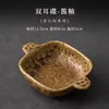 Prato de Cerâmica Esmaltada com Quatro Compartimentos e Padrão de Pedra, Prato Doméstico com Compartimentos para Cebolinha, Gengibre e Alho, Prato para Molho de Soja, Prato para Temperos de Restaurante e Lanchonete