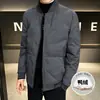 Chamarra de Plumas de Invierno para Hombre Tankezhe Casual Holgada Cuello Alto Juvenil Versátil Color Sólido Chaqueta de Béisbol Ropa Exterior para Hombre