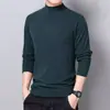 Camiseta de Manga Larga Otoño Invierno para Hombre Capa Base Color Sólido Ropa Interior Cálida Corte Ajustado Versátil Camiseta de Cuello Semi Alto