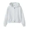 Estilo Novo Outono e Inverno 360g Algodão Puro Huamian Moletom com Capuz e Zíper Curto Feminino Casual Combinando Cor Sólida Jaqueta Top