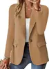 2026 Amazon WISH sitio independiente más vendido transfronterizo otoño manga larga color liso cárdigan blazer para mujer