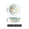 Tigela de cerâmica com renda de frutas coração de menina fofa louça ins prato prato rede popular conjunto de prato de sopa estilo estrangeiro comércio exterior