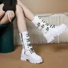 Amazon Transfronterizo Botas de Caballero con Suela Gruesa para Mujer 2022 Nuevas Europeas y Americanas Talla Grande Estilo Punk Atractivas Botas Midi para Mujer con Suela Gruesa