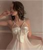 2022 Nueva Ropa Interior Sexy Camisón de Tirantes Pijama Sexy Transparente Encaje en el Pecho Lazo Grande D5115