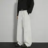 Pantalones de chándal rectos de peso pesado con caída, de estilo americano/personalizado, con cintura de color block de marca de moda para hombres y mujeres, holgados y estilizados para deportes y ocio de otoño