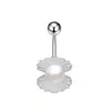 Amazon Transfronterizo Nueva Moda Gatito Incrustado Oval Diamante Mocha Cuerpo de Acero Inoxidable Joyería para Piercing Anillo para el Ombligo